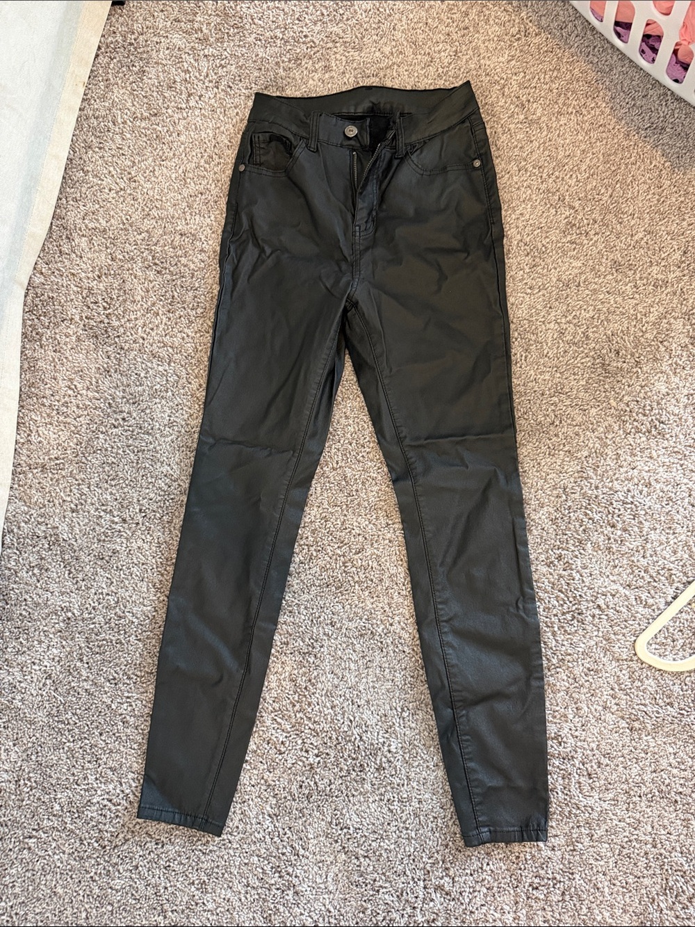Women's Skinny Faux Leather Pants - Black